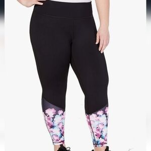 Ideology Black & Floral Leggings Size 2X